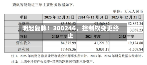 明起复牌！300246	，控制权变更终止-第2张图片