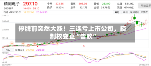 停牌前突然大涨！三连亏上市公司，控制权变更“告吹	”-第2张图片