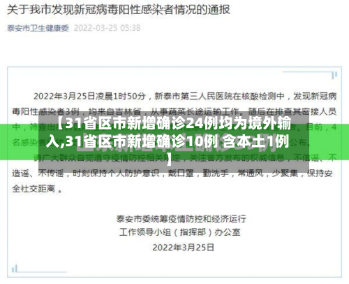 【31省区市新增确诊24例均为境外输入,31省区市新增确诊10例 含本土1例】-第2张图片