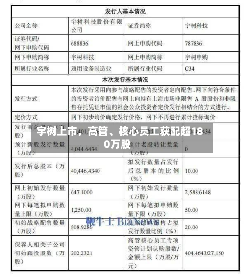 宇树上市，高管、核心员工获配超180万股