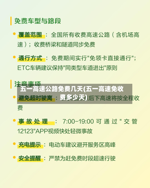 五一高速公路免费几天(五一高速免收费多少天)-第2张图片