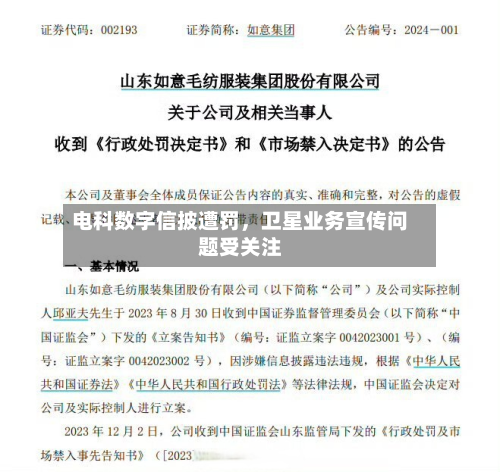 电科数字信披遭罚，卫星业务宣传问题受关注