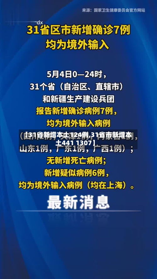 【31省新增本土124例,31省市新增本土441 1307】