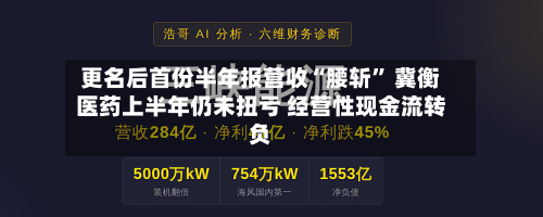 更名后首份半年报营收“腰斩	” 冀衡医药上半年仍未扭亏 经营性现金流转负-第3张图片