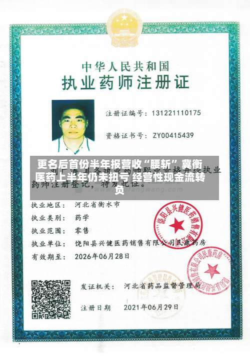 更名后首份半年报营收“腰斩” 冀衡医药上半年仍未扭亏 经营性现金流转负-第2张图片