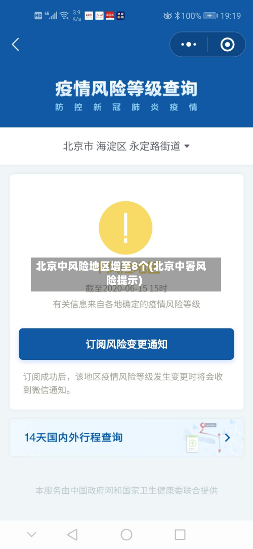 北京中风险地区增至8个(北京中暑风险提示)