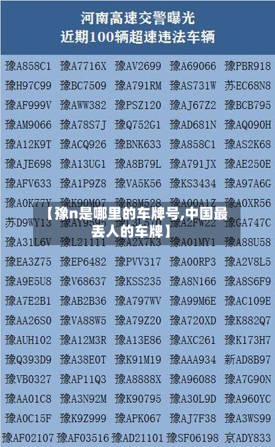 【豫n是哪里的车牌号,中国最丢人的车牌】-第2张图片