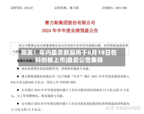 突发!年内最贵新股将于8月18日在科创板上市|盘后公告集锦-第2张图片