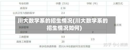 川大数学系的招生情况(川大数学系的招生情况如何)