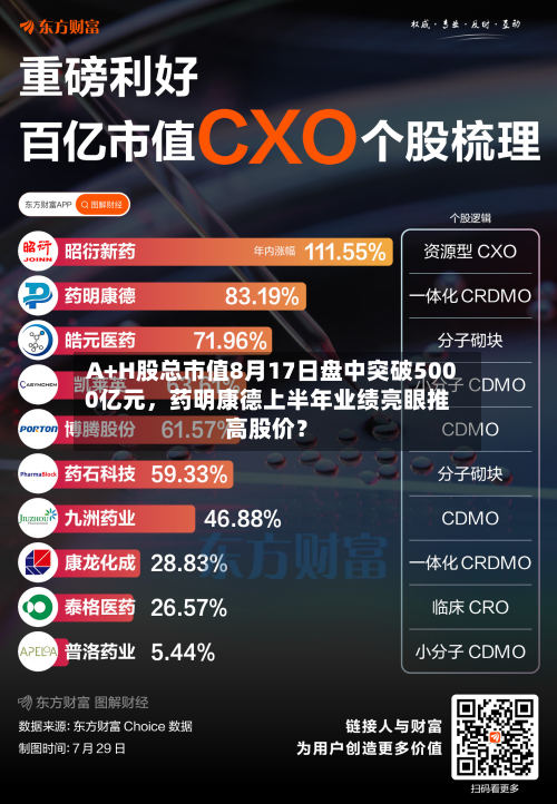 A+H股总市值8月17日盘中突破5000亿元，药明康德上半年业绩亮眼推高股价？-第2张图片
