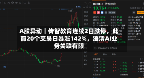 A股异动｜传智教育连续2日跌停，此前20个交易日暴涨142%，澄清AI业务关联有限-第2张图片