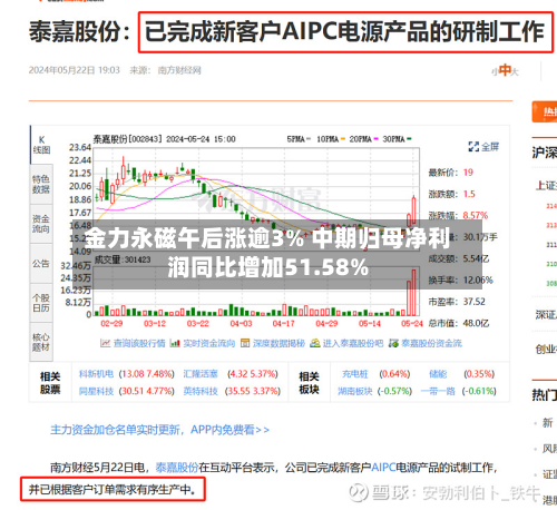 金力永磁午后涨逾3% 中期归母净利润同比增加51.58%-第1张图片