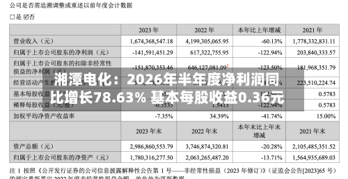 湘潭电化：2026年半年度净利润同比增长78.63% 基本每股收益0.36元-第1张图片