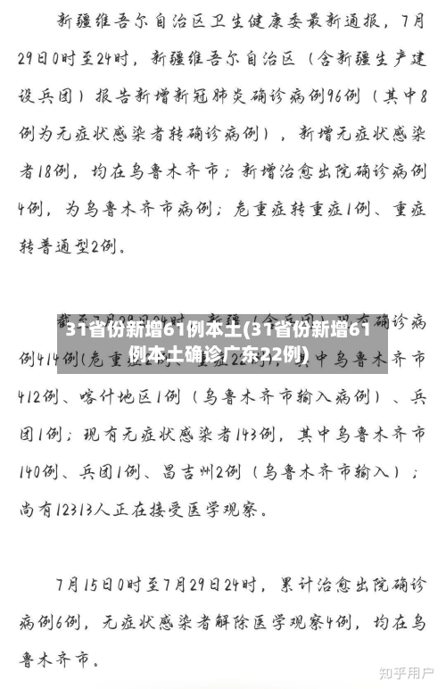 31省份新增61例本土(31省份新增61例本土确诊广东22例)