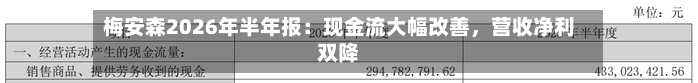 梅安森2026年半年报：现金流大幅改善，营收净利双降-第2张图片