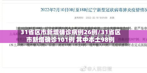 31省区市新增确诊病例26例/31省区市新增确诊101例 其中本土98例-第2张图片