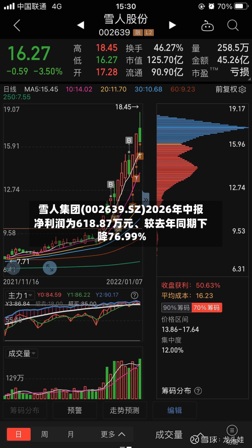 雪人集团(002639.SZ)2026年中报净利润为618.87万元	、较去年同期下降76.99%-第2张图片