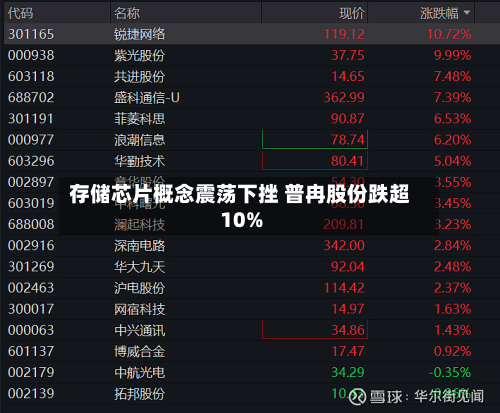 存储芯片概念震荡下挫 普冉股份跌超10%-第1张图片