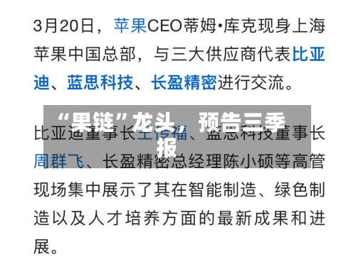 “果链”龙头	，预告三季报-第2张图片