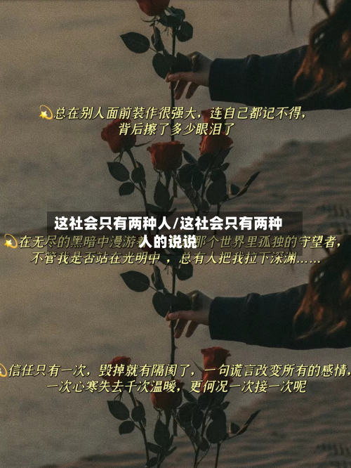 这社会只有两种人/这社会只有两种人的说说-第2张图片