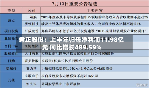 君正股份：上半年归母净利润11.98亿元 同比增长489.59%-第2张图片