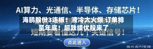 海鸥股份3连板！液冷太火爆 订单排至年底！超跌绩优股来了-第2张图片