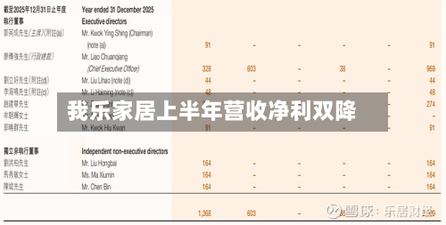 我乐家居上半年营收净利双降