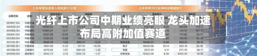 光纤上市公司中期业绩亮眼 龙头加速布局高附加值赛道-第2张图片