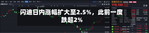 闪迪日内涨幅扩大至2.5%，此前一度跌超2%