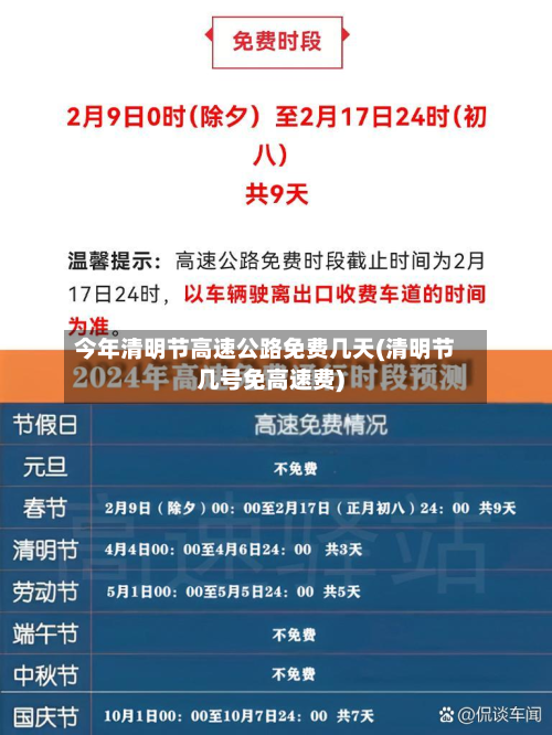 今年清明节高速公路免费几天(清明节几号免高速费)-第2张图片