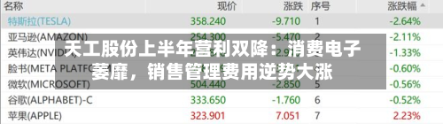 天工股份上半年营利双降：消费电子萎靡	，销售管理费用逆势大涨-第2张图片