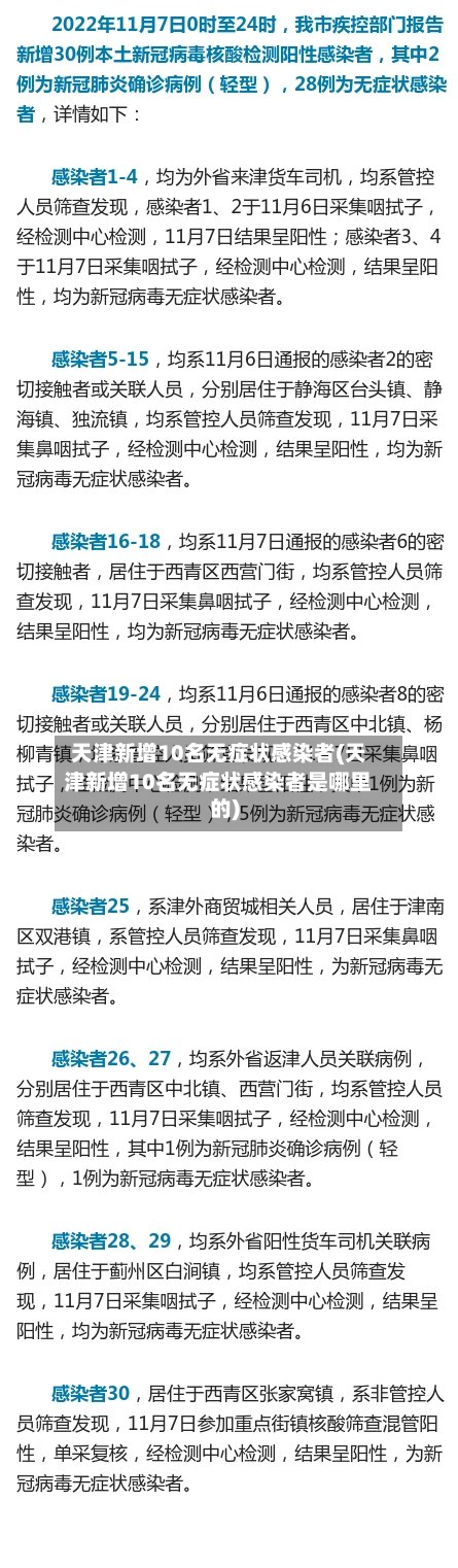 天津新增10名无症状感染者(天津新增10名无症状感染者是哪里的)-第2张图片
