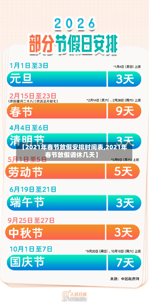 【2021年春节放假安排时间表,2021年春节放假调休几天】