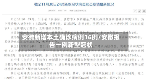 安徽新增本土确诊病例16例/安徽报告一例新型冠状