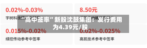 “高中签率”新股沈鼓集团：发行费用为4.39元/股-第2张图片