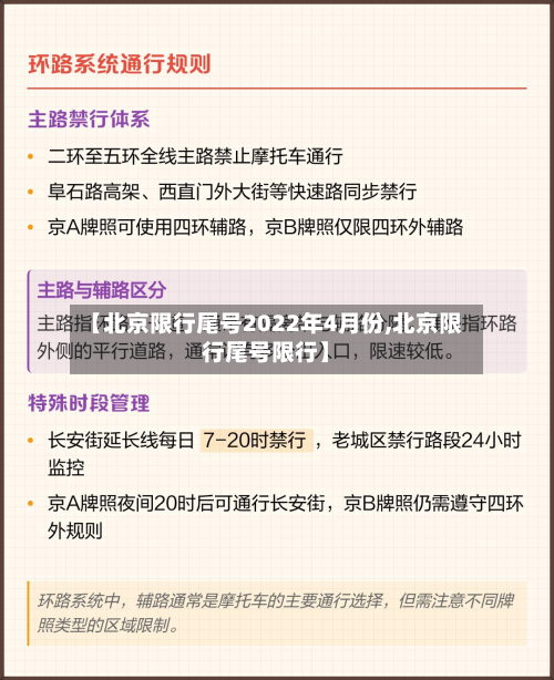【北京限行尾号2022年4月份,北京限行尾号限行】