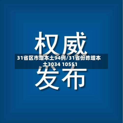 31省区市增本土94例/31省份昨增本土3034 10551