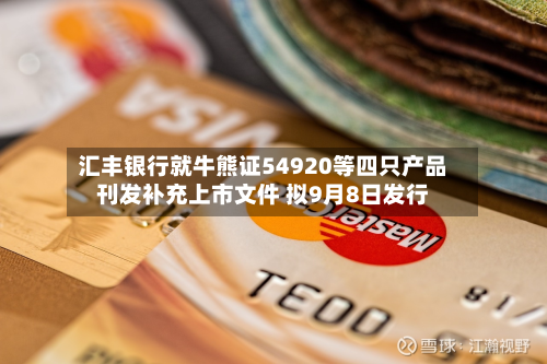 汇丰银行就牛熊证54920等四只产品刊发补充上市文件 拟9月8日发行
