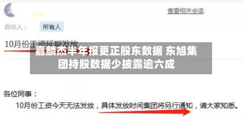 嘉麟杰半年报更正股东数据 东旭集团持股数据少披露逾六成