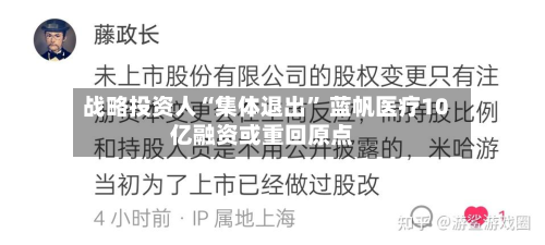 战略投资人“集体退出	” 蓝帆医疗10亿融资或重回原点-第3张图片