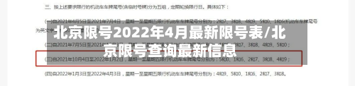 北京限号2022年4月最新限号表/北京限号查询最新信息
