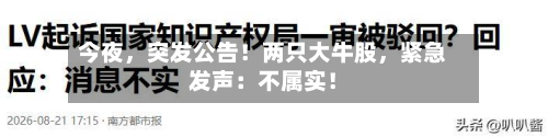 今夜，突发公告！两只大牛股，紧急发声：不属实！-第2张图片