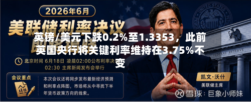 英镑/美元下跌0.2%至1.3353，此前英国央行将关键利率维持在3.75%不变