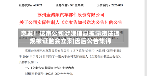 突发！这家公司涉嫌信息披露违法违规被证监会立案|盘后公告集锦-第1张图片