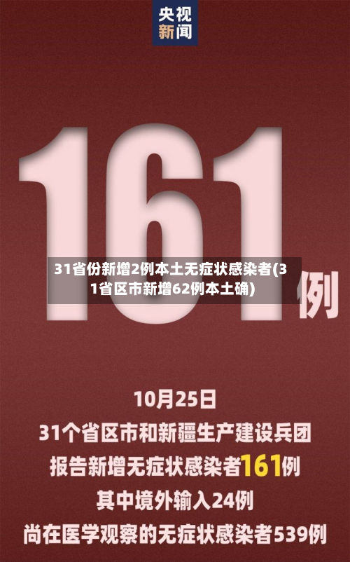 31省份新增2例本土无症状感染者(31省区市新增62例本土确)