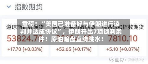 重磅！“美国已准备好与伊朗进行谈判并达成协议	”，伊朗开出7项谈判条件！原油暗盘直线跳水！-第3张图片