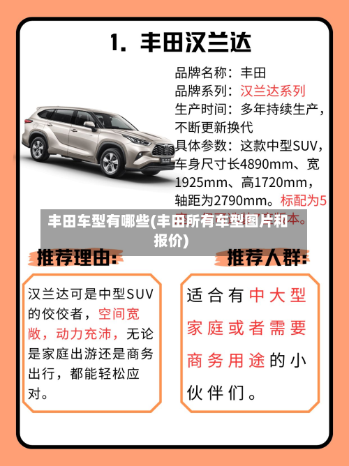 丰田车型有哪些(丰田所有车型图片和报价)