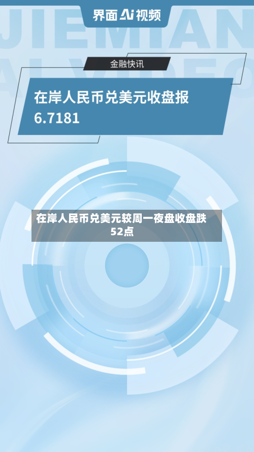 在岸人民币兑美元较周一夜盘收盘跌52点