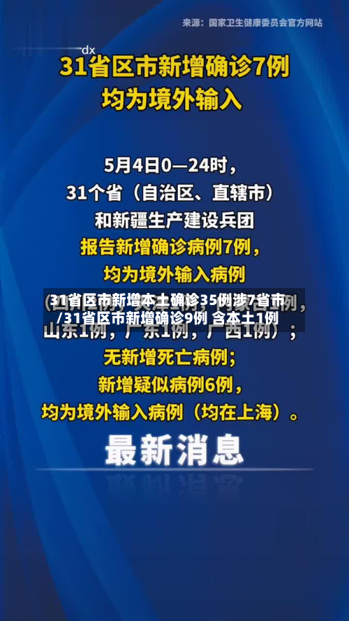 31省区市新增本土确诊35例涉7省市/31省区市新增确诊9例 含本土1例