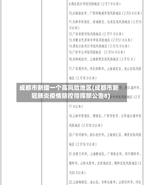 成都市新增一个高风险地区(成都市新冠肺炎疫情防控指挥部公告8)